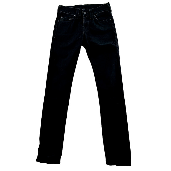 True Religion‎ Rocco Relaxed Skinny Jeans Mens 30x31 Black Stretch Button Fly - Picture 1 of 8